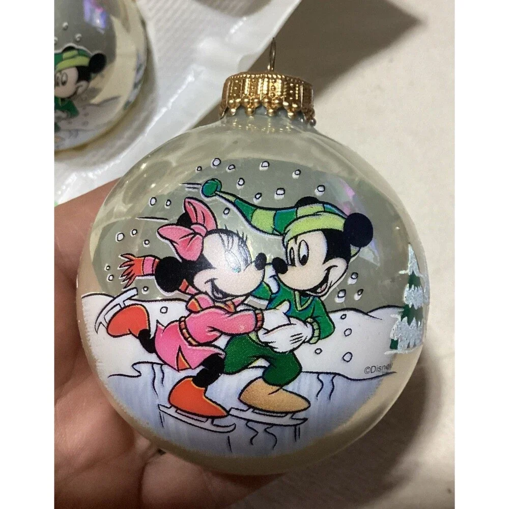 Krebs Disney Glass Ball Christmas Ornaments Mickey Mouse Minnie Boxed Set USA